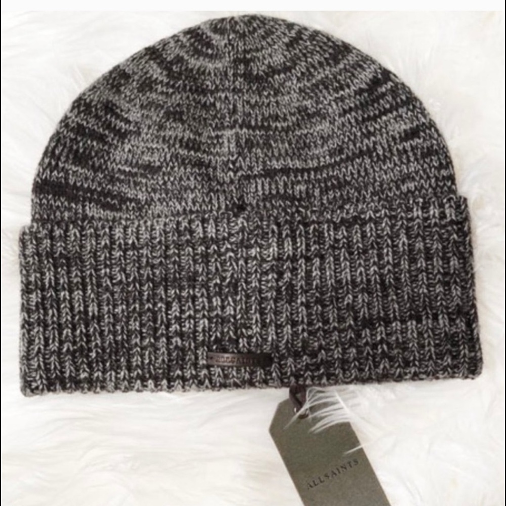 Allsaints Black Marble Knit Hat